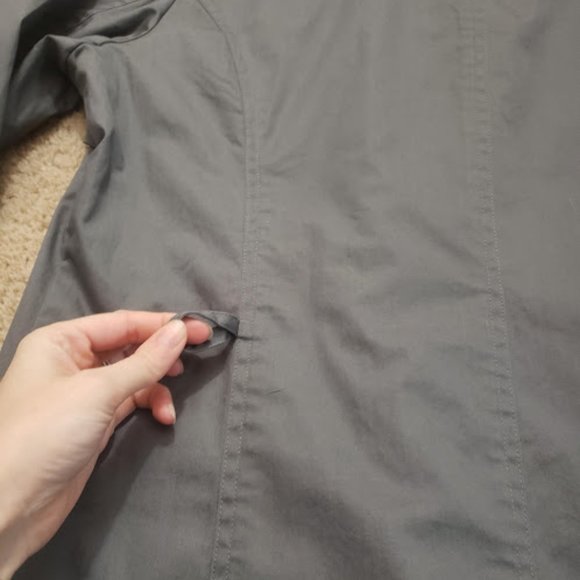Garnet Hill Women Size Large Gray Cotton Button Down Trench Coat - Picture 4 of 6